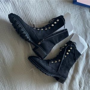 Stuart Weitzman Laine Pearl Combat Boot sz 39.5